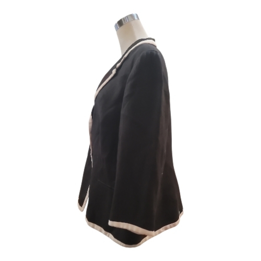 Lauren Ralph Lauren black white linen blazer suit jacket coat 14w - Picture 6 of 8